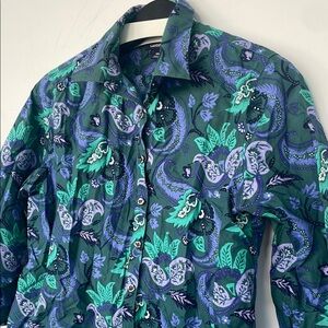 Lands' End No Iron Supima Cotton Green Button Down Shirt 10P